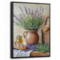 LEINWAND Bilder mit Rahmen - Lavendel - Brot - Stilleben - 30x40 - Flieder, Textil (30/40cm) - MuchoWow