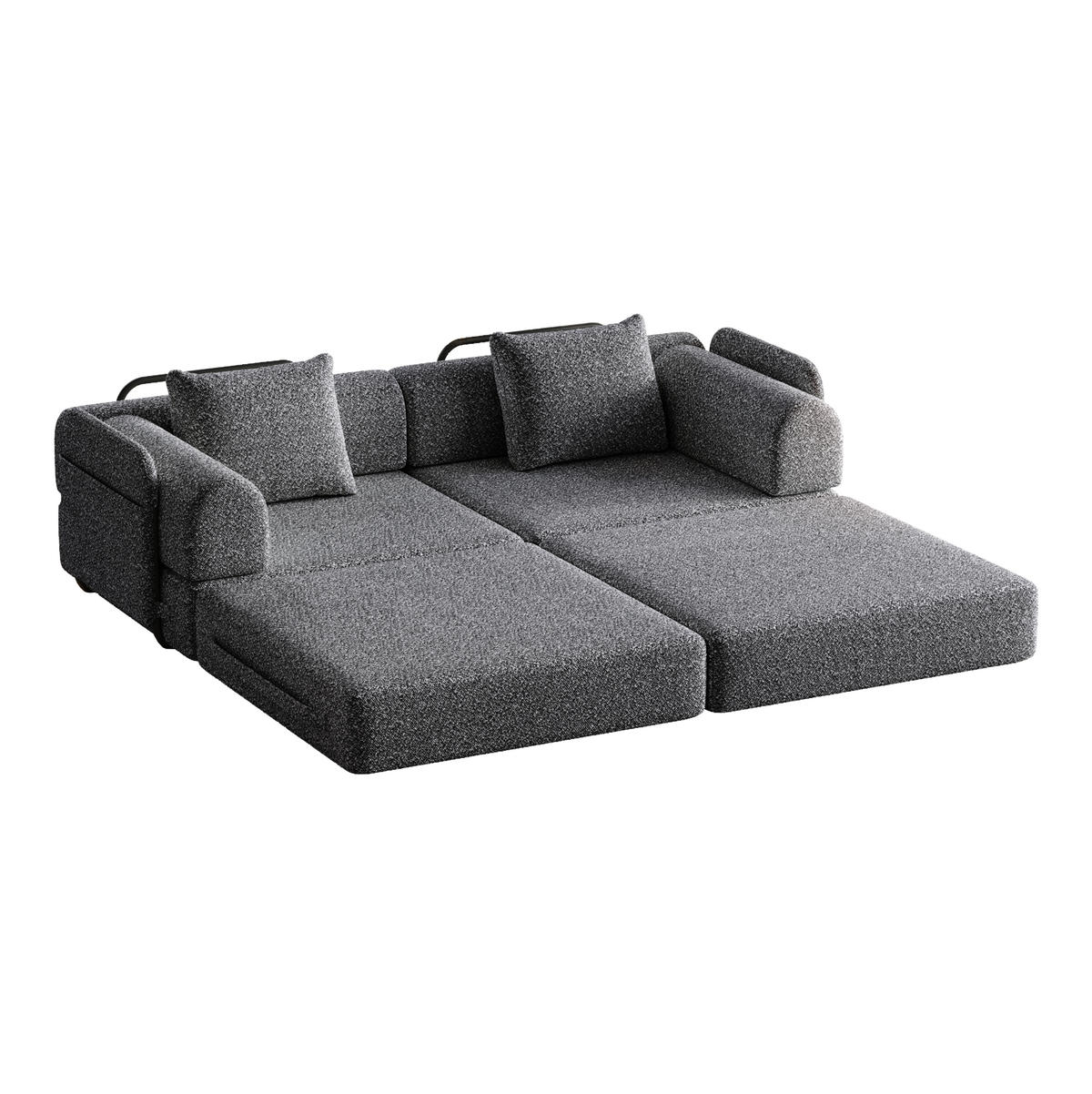 SCHLAFSOFA 2-in-1 Einzelsitzer Chenille Grey - Grau, Kunststoff (91.4/69.8/183.8cm) - Meubliv