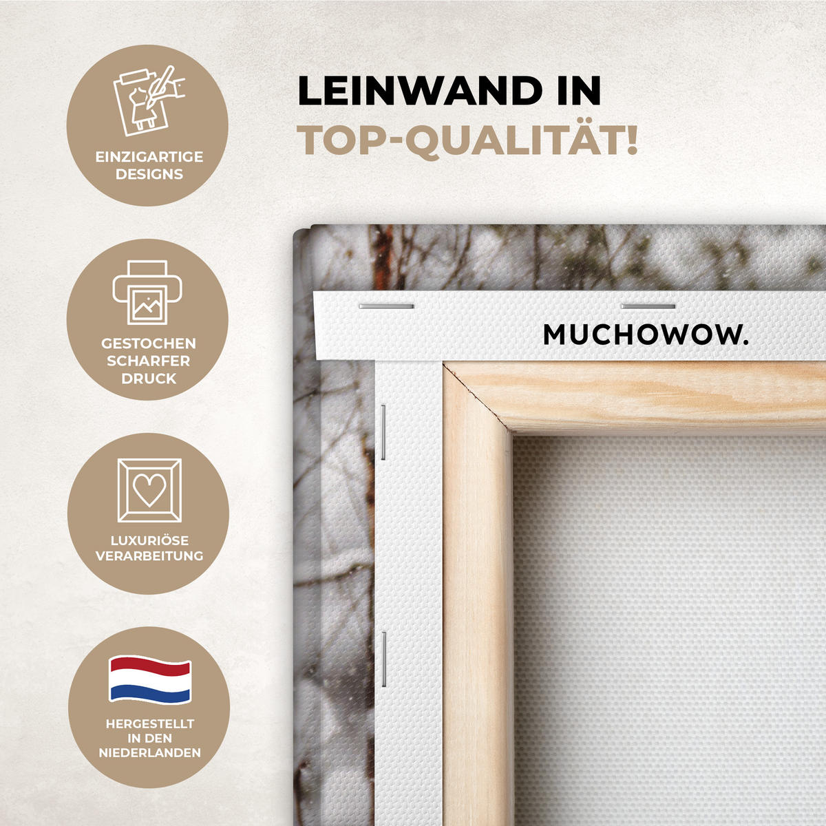 LEINWANDBILD Wolf - Winter - Schnee - Natur - Tiere 40x30 cm - Haselnussfarben, Textil (40/30cm) - MuchoWow