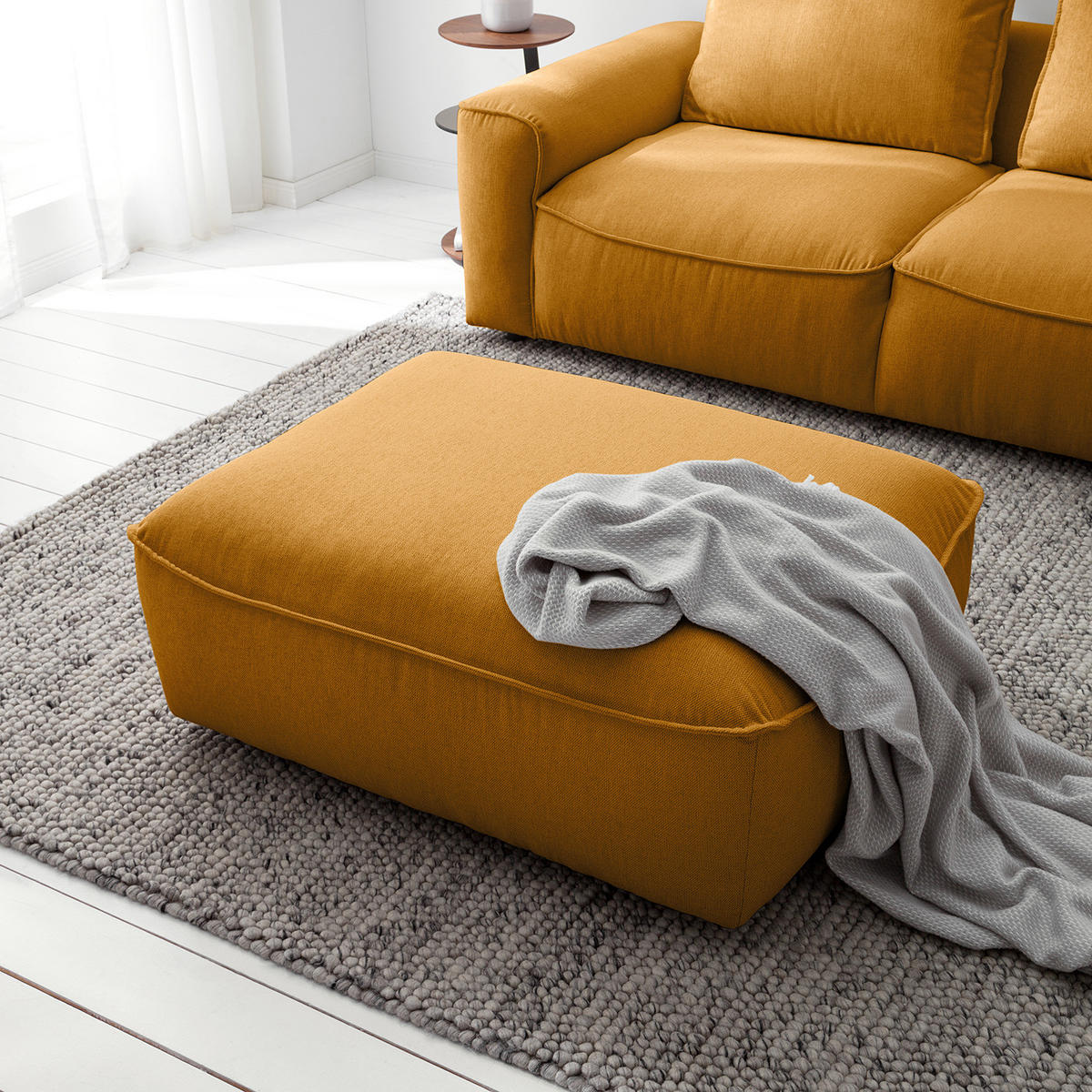 POLSTERHOCKER - Schwarz/Orange, Holz/Kunststoff (103/42/90cm) - home24