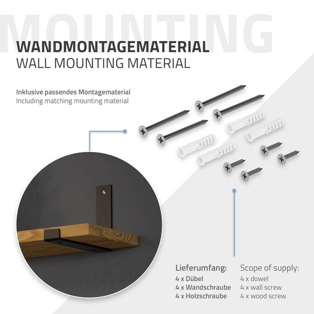 REGALHALTERUNG 2er Set - Schwarz, Metall (14/4/20cm) - ML-DESIGN