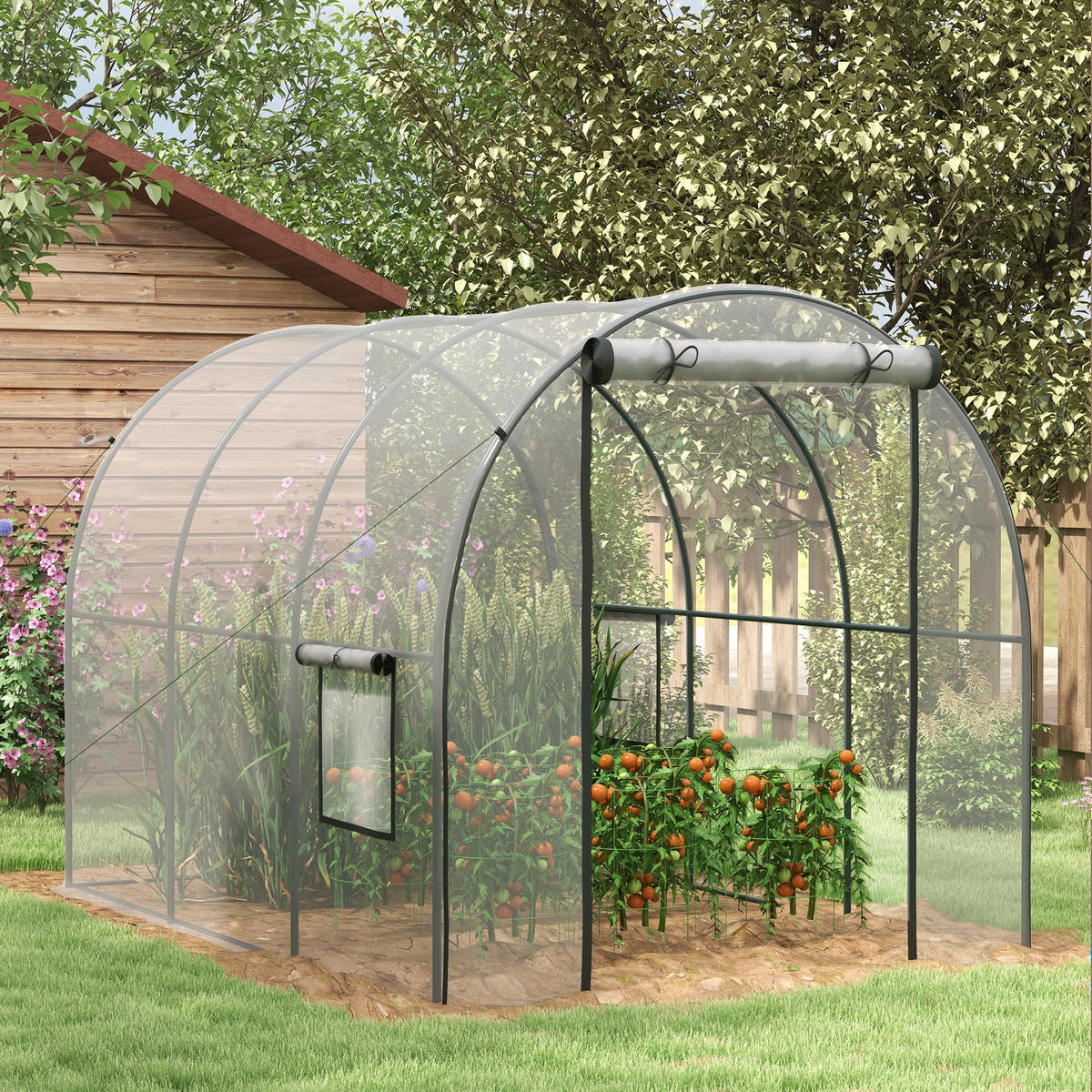 GEWÄCHSHAUS DE-11964 mit Tür & 2 Fenstern Transparent - Transparent, Kunststoff (200/200/300cm) - ComfortXL