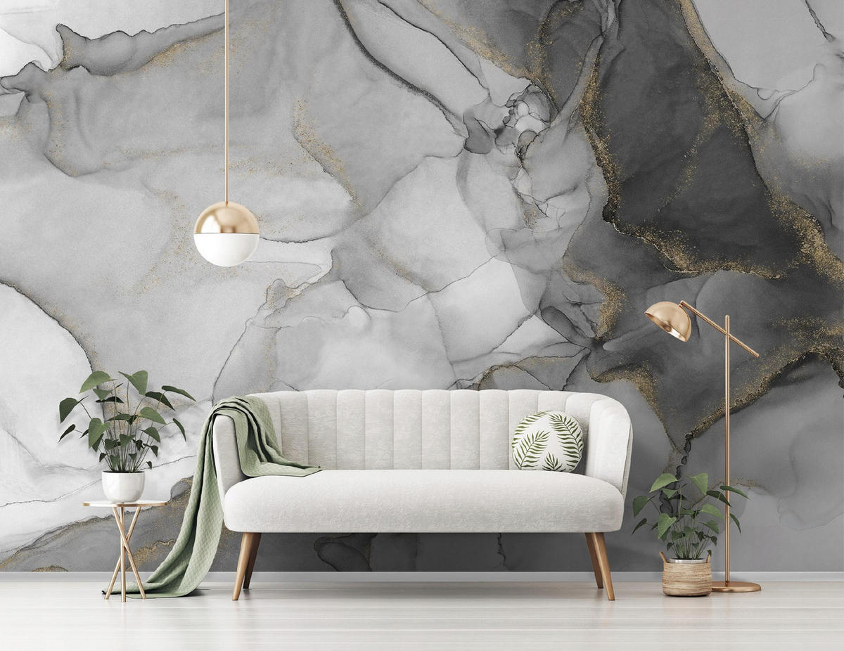 FOTOTAPETE Marmor Abstrakt Grau 312x219 cm - Multicolor, Papier (312/219cm) - Wallarena