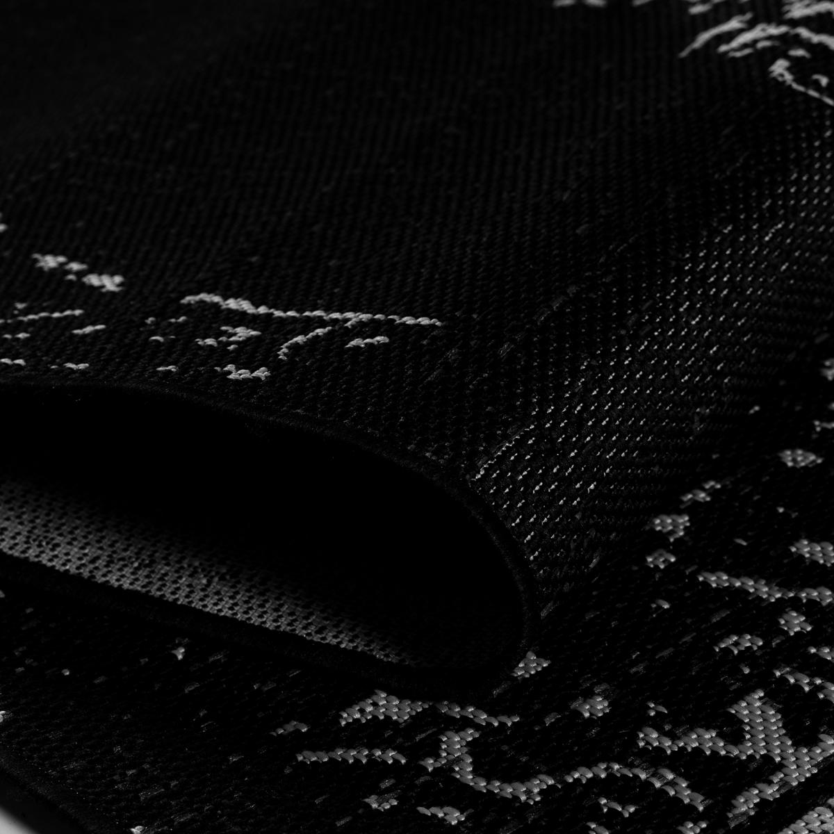 TEPPICH Outdoor Flachgewebe Vintage-Muster Polypropylen Balkon Schwarz Rechteckig 240x340 - Schwarz, Textil (240/340cm) - KADIMA DESIGN