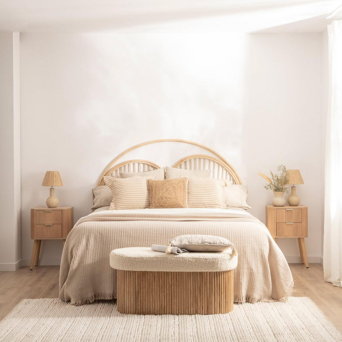 NACHTTISCH 2 SCHUBLADEN Mina Natürlich 40 cm x 62 cm - Naturfarben, Holzwerkstoff (40/62/30cm)