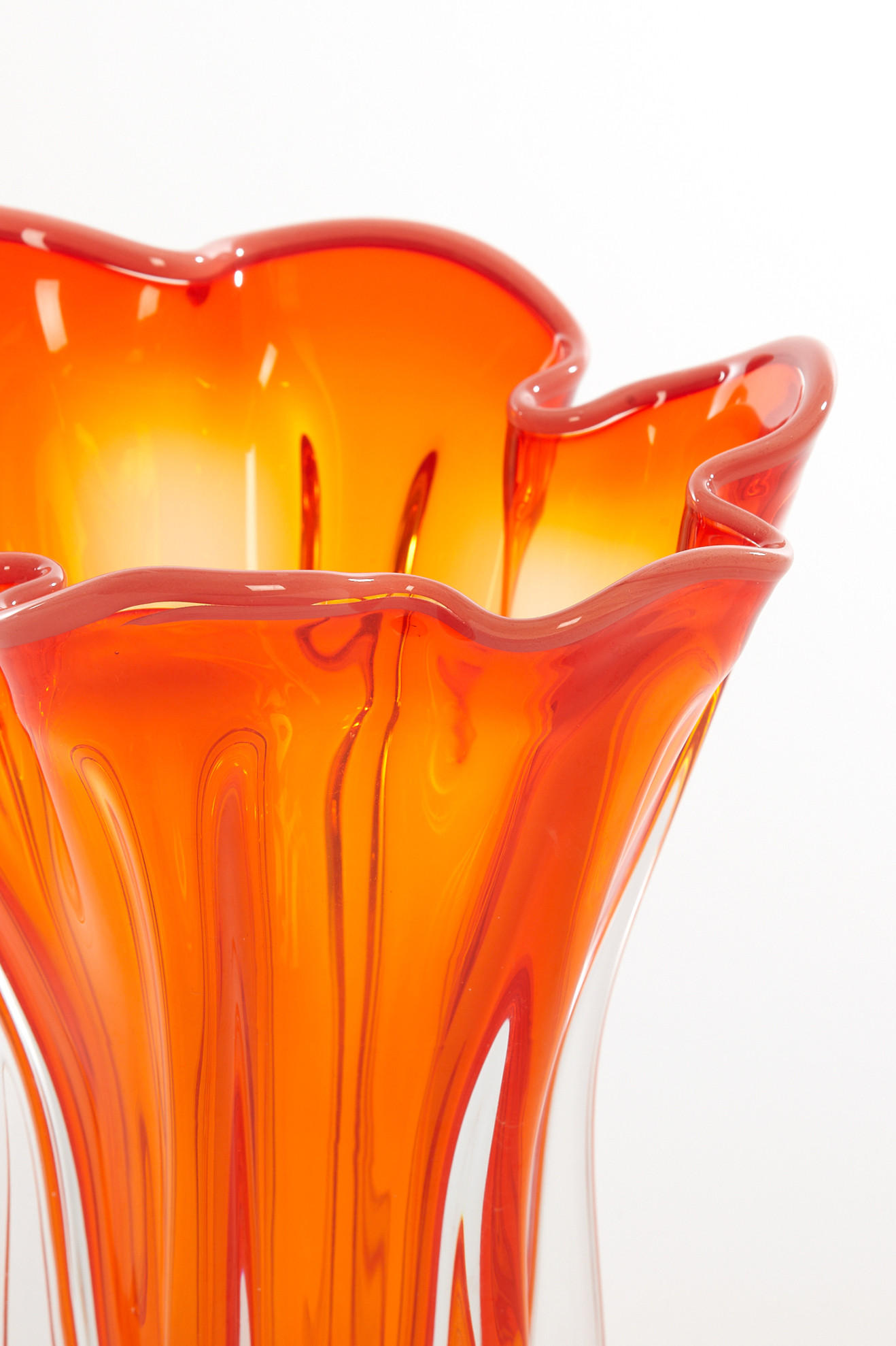 VASE Kazuno Orange Ø22/27 cm - Orange, Glas (22/27cm) - Light & Living