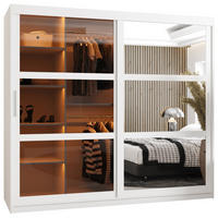 SCHWEBETÜRENSCHRANK 200/200/62 2-türig - Silberfarben/Weiß, Holz/Kunststoff (200/200/62cm) - Abiks Möbel