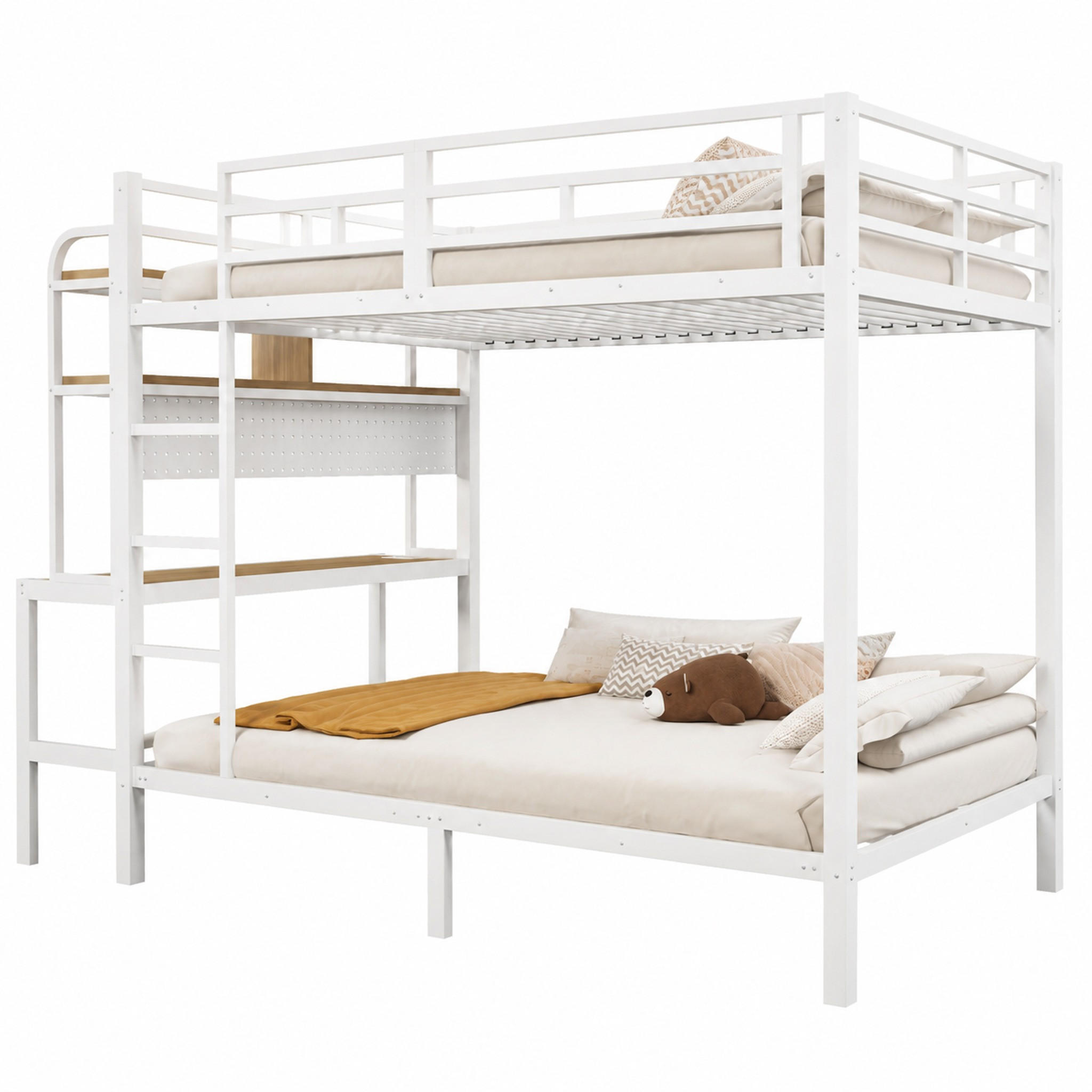 ETAGENBETT mit Schreibtisch 140x200 cm Metall Weiß - Weiß, Metall (140/200cm) - Meubliv