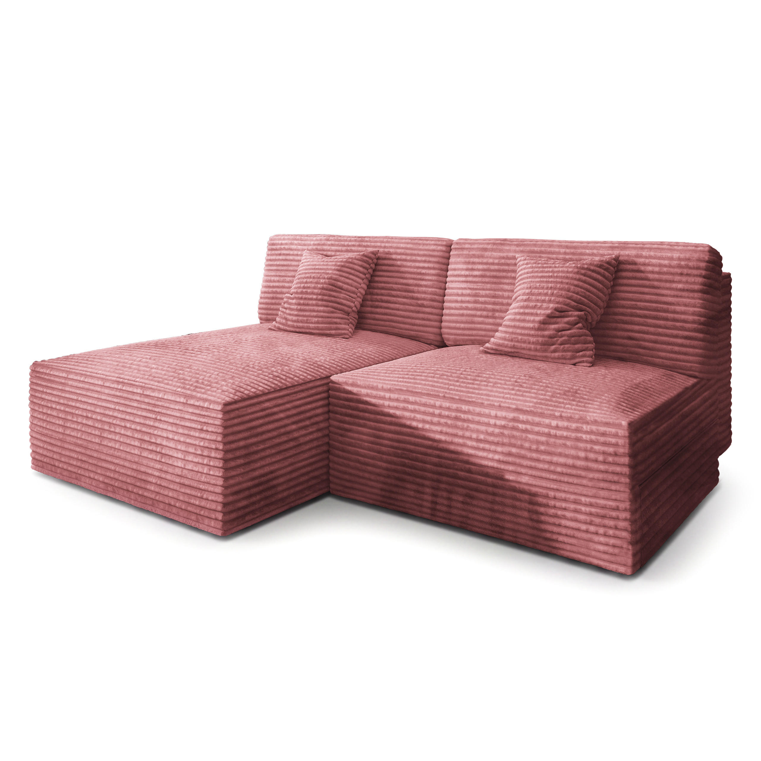 ROHOVÁ SEDAČKA FIORO starorůžová - šedá/starorůžová, dřevo/textil (204/148cm) - MASSENO