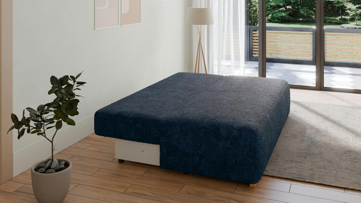 SCHLAFSOFA - Polstersofa aus Bouclé - Dunkelblau (Arena 22 + Arena 17 Kissen) - Hellgrau/Dunkelblau, Holzwerkstoff (200/90/100cm) - Möblo