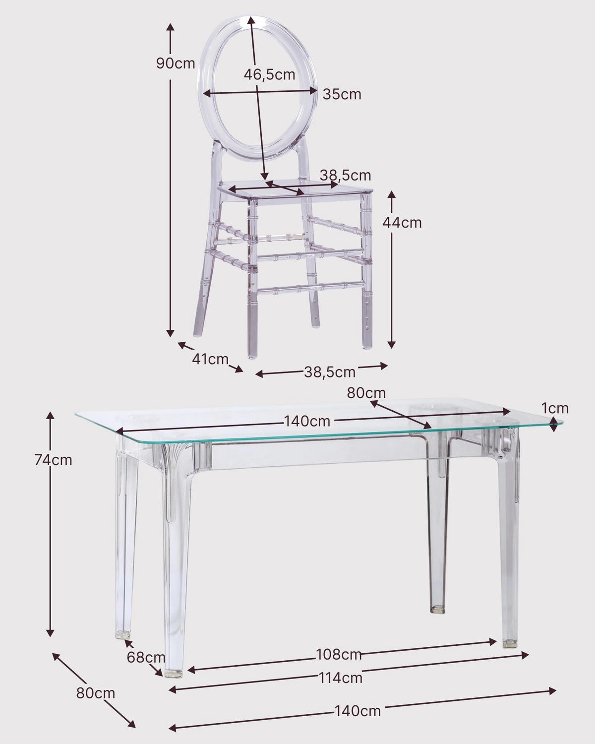 ESSZIMMERMÖBEL-SET Transparent Kunststoff Transparent - Transparent, Kunststoff - Nest Dream