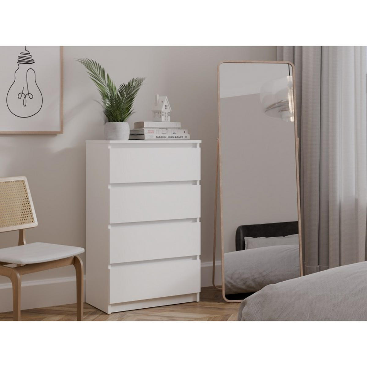 KOMMODE Weiß 60/97,5/34,5 - Weiß, Holzwerkstoff (60/98/35cm) - RAUMHIRSCH FURNITURE