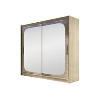 KLEIDERSCHRANK London VIII, mit RGB LED Beleuchtung - Silberfarben/Sonoma Eiche, Holzwerkstoff/Kunststoff (180/215/58cm) - MIRJAN24