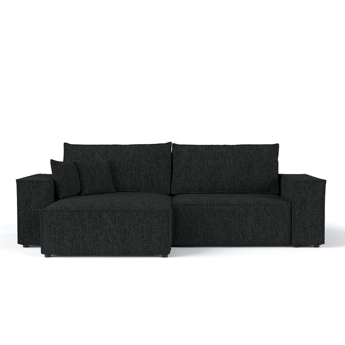 ECKSOFA CAVO mit Schlaffunktion Schwarz im Neve Stoff - Schwarz, Holz/Holzwerkstoff (255/148cm) - AltaBeds