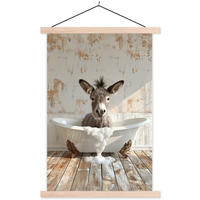 POSTER Esel - Tiere - Badewanne - Schaumstoff 60x90 cm - Weiß, Textil (60/90/0.15cm) - MuchoWow