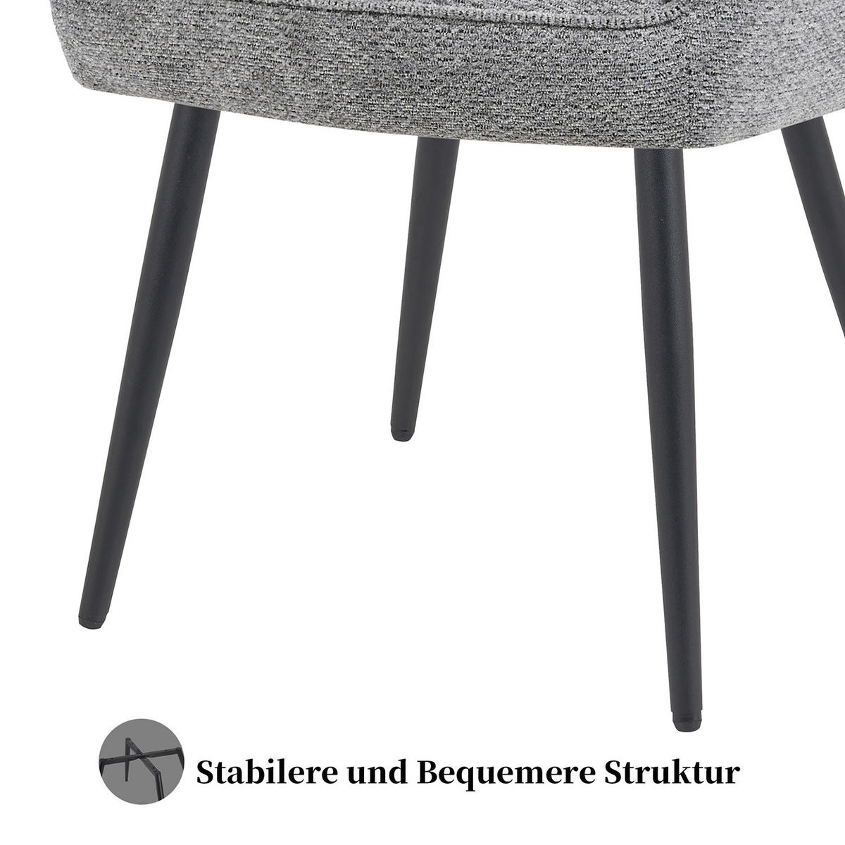 ESSZIMMERSTUHL Mika-Runa 2er-Set - Dunkelgrau/Schwarz, Textil/Metall (60/87/65cm) - DUBI Möbel