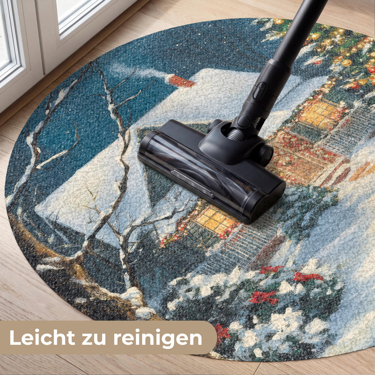 ROHOŽKA Vánoce - Vánoční stromek - Zima - Domov - Sníh 90x90 cm - různobarevná, textil/umělá hmota (90/0.4cm) - MuchoWow