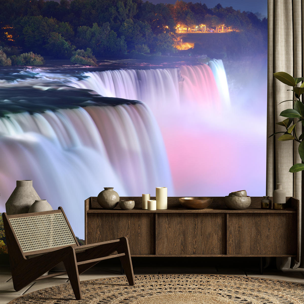 FOTOTAPETA Pre Obývaciu Izbu Hmlové Niagarské Vodopády Stromy Príroda 450 x 315 cm - hnedá/ružová, papier (450/315cm) - Muralo