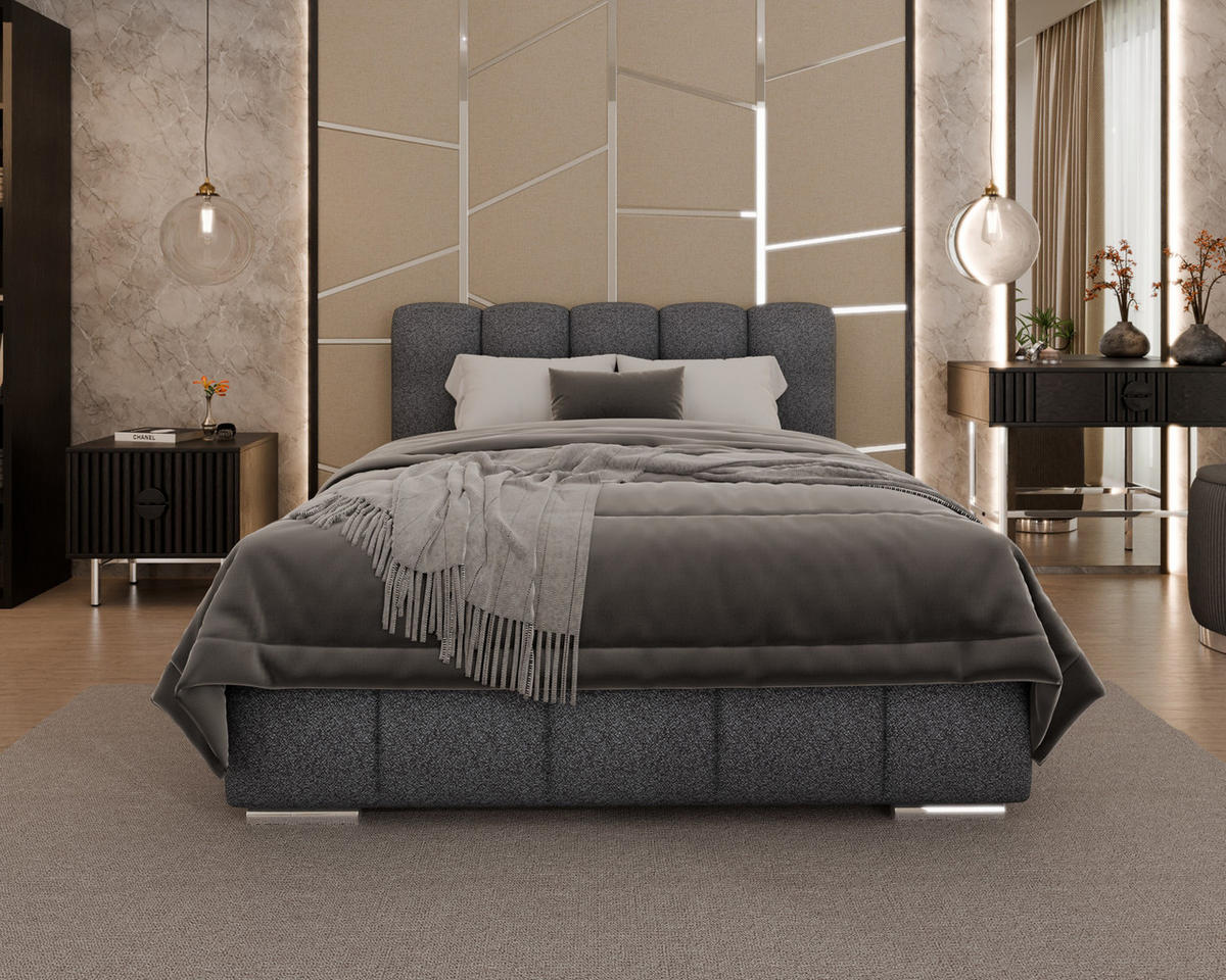 POLSTERBETT Zaira 140x200cm – Elegantes Polsterbett für modernen Wohnstil , ohne matratze, Graphitfarben - Graphitfarben, Holz (120/200cm) - Homesy