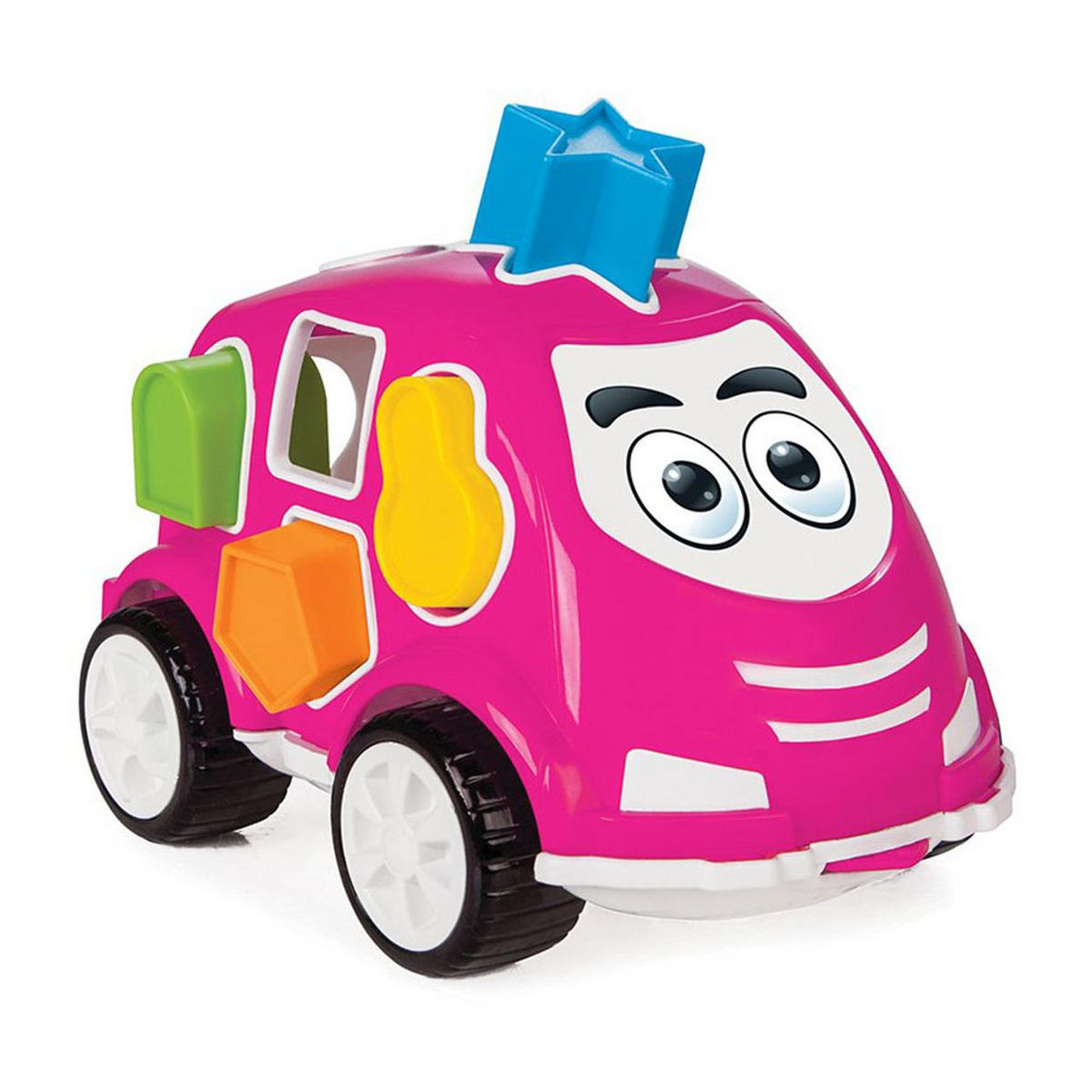 SORTIERSPIEL Steckspiel Auto 03187 pink verschiedene Formen und Farben, Fahrzeugform, ab 1 Jahr, Steckbox - Rosa, Kunststoff (12/21/13cm) - Pilsan