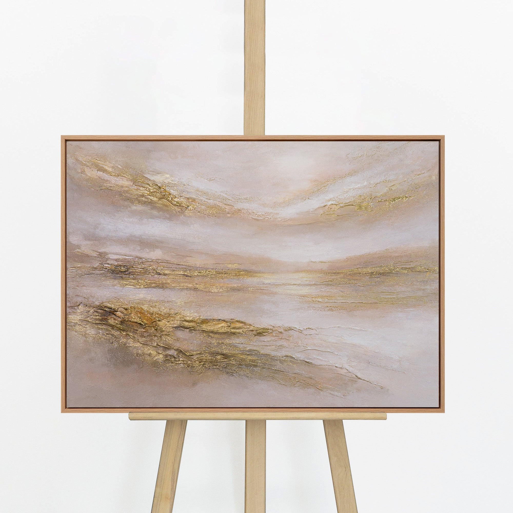 GEMÄLDE Stiller Horizont Schattenfugenrahmen Eichefarben 70x50 cm - Eichefarben, Holz (70/50cm) - YS-art gallery