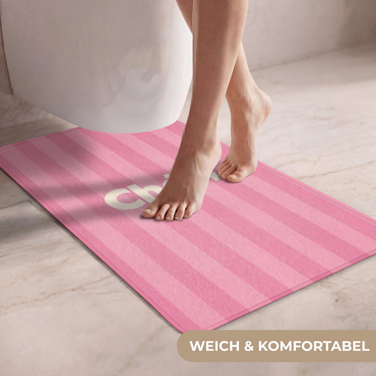 WC PŘEDLOŽKA Pruhované - růžové - Chéri 50x80 cm - růžová, textil/plast (50/1cm) - OnlyWow