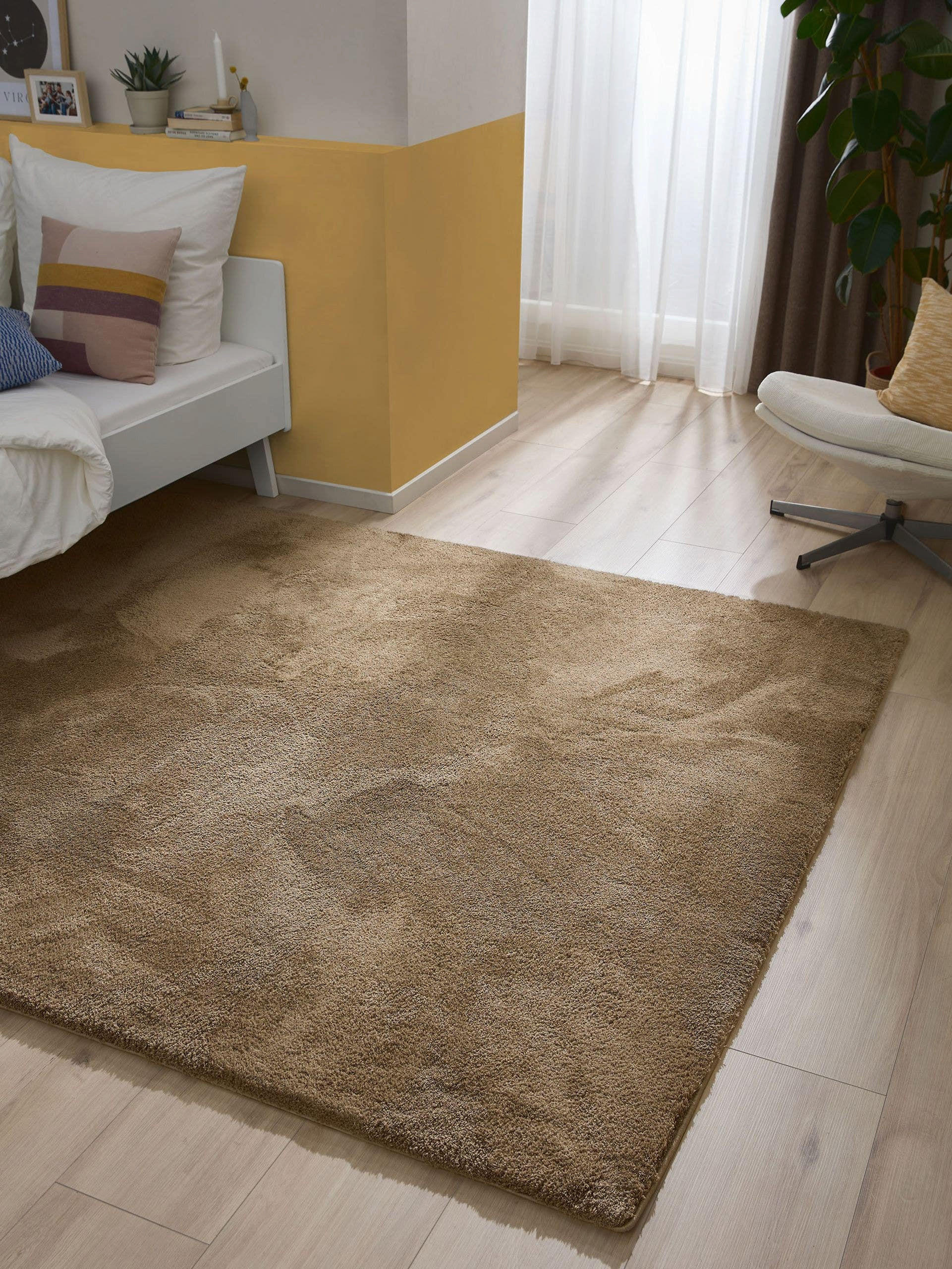 Thumbnail - benuta Nest Hochflorteppich, Beige, Textil, Beton Optik, Rechteckig, 200x290 cm, Oeko-Tex® Standard 100, wasserabweisend...