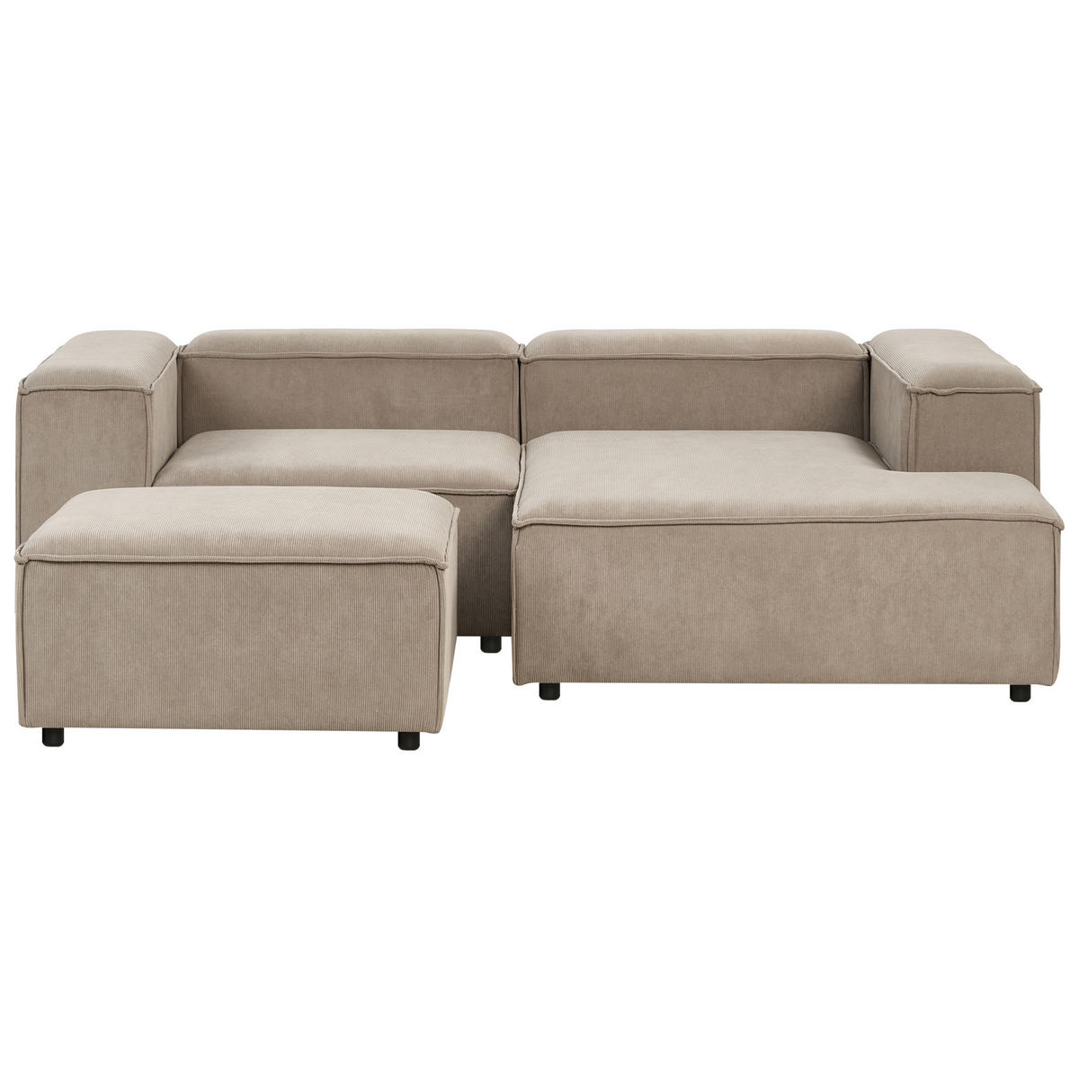 ROHOVÁ POHOVKA modul 3-místná levostranná Světle hnědá Manšestr s otomanem Ardal - světle hnědá, textil (240/180cm) - Beliani