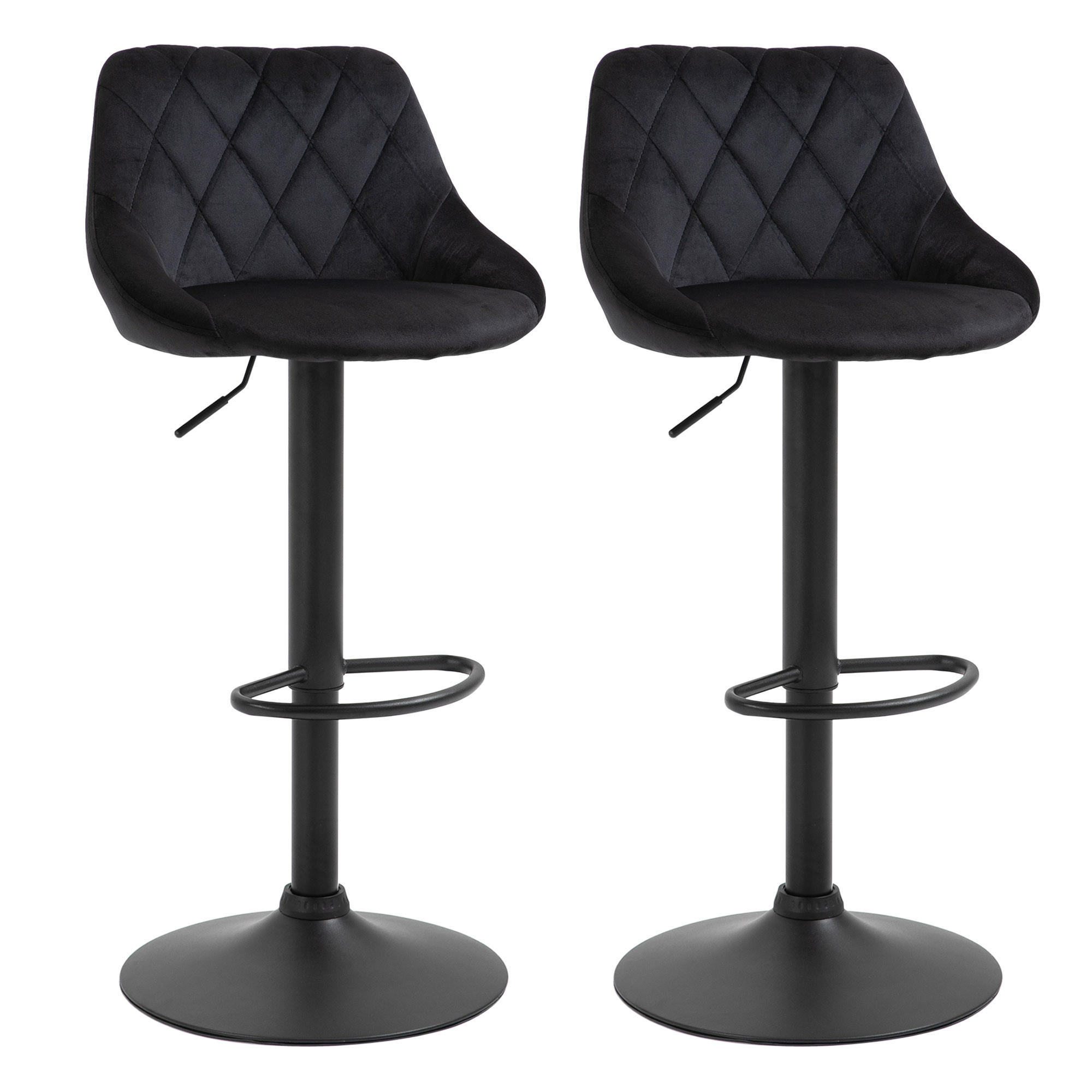 BARHOCKER, Samtartiges Polyester Schwarz - Schwarz, Kunststoff (48/83/51.5cm) - HOMCOM