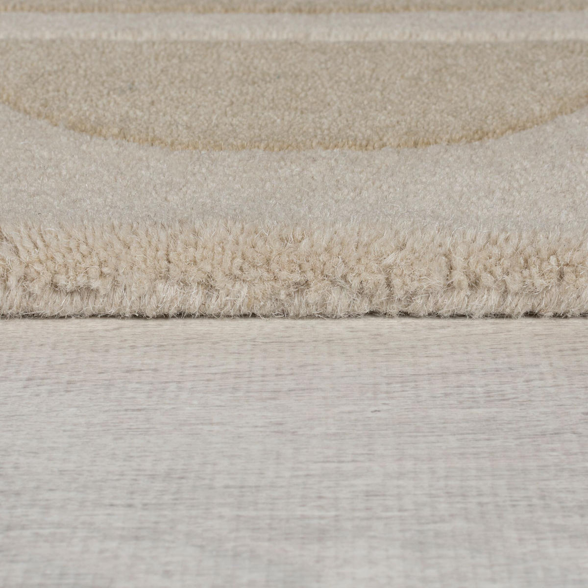 WOLLTEPPICH Grafisches Muster, Rahmen, Wohnzimmer schmutzabweisend Beige Rund 120x120 - Beige, Textil (120/120cm) - KADIMA DESIGN