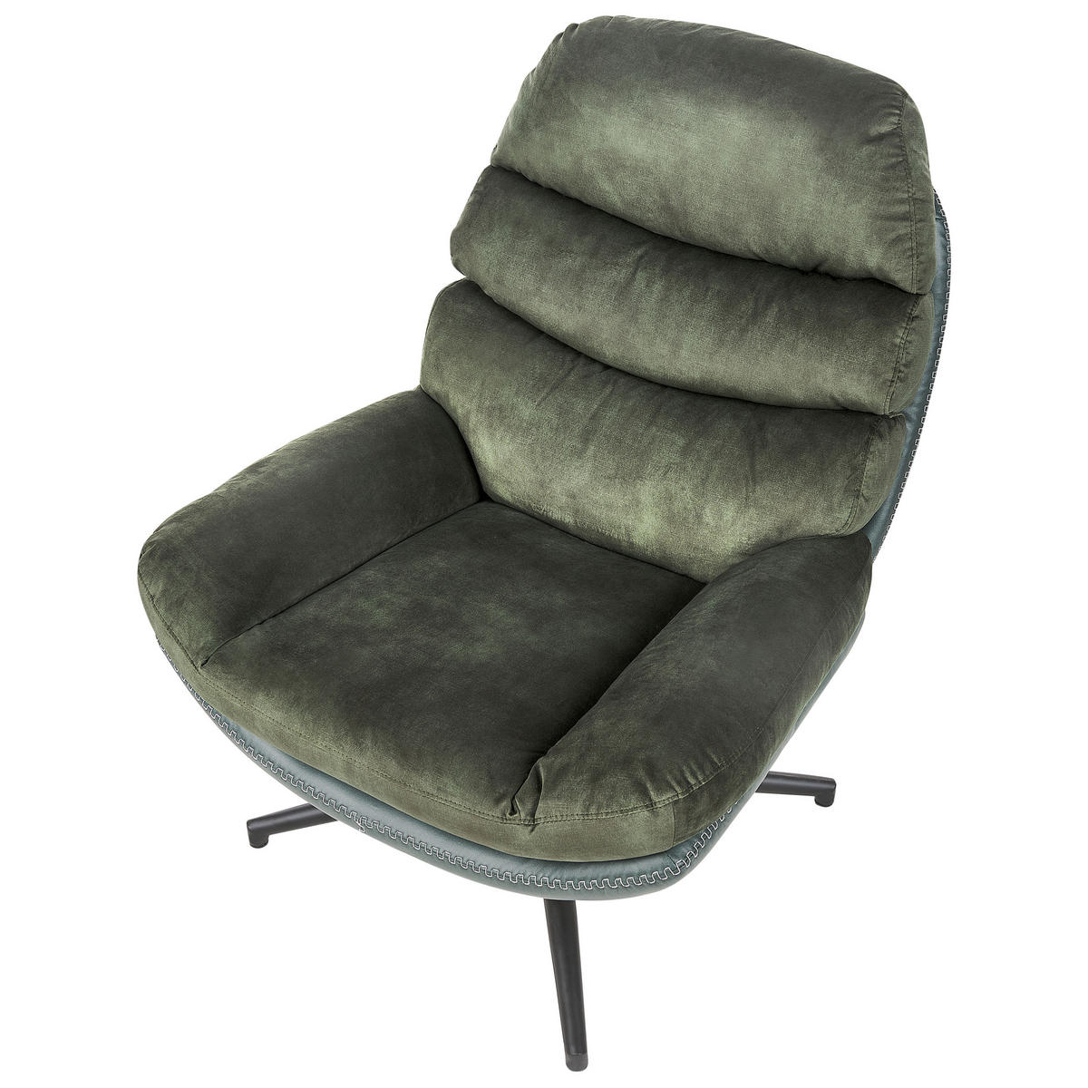 STUHL mit Fußhocker Dunkelgrün Eide - Schwarz/Grün, Textil (78/100/87cm) - Beliani