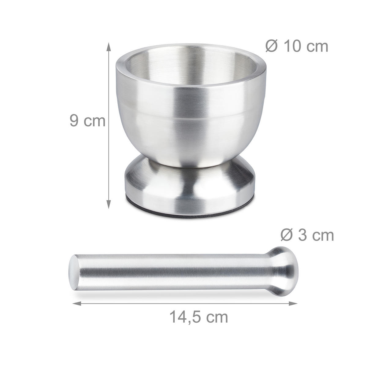 MÖRSER - Silberfarben, Kunststoff/Metall (10/9/10cm) - Relaxdays