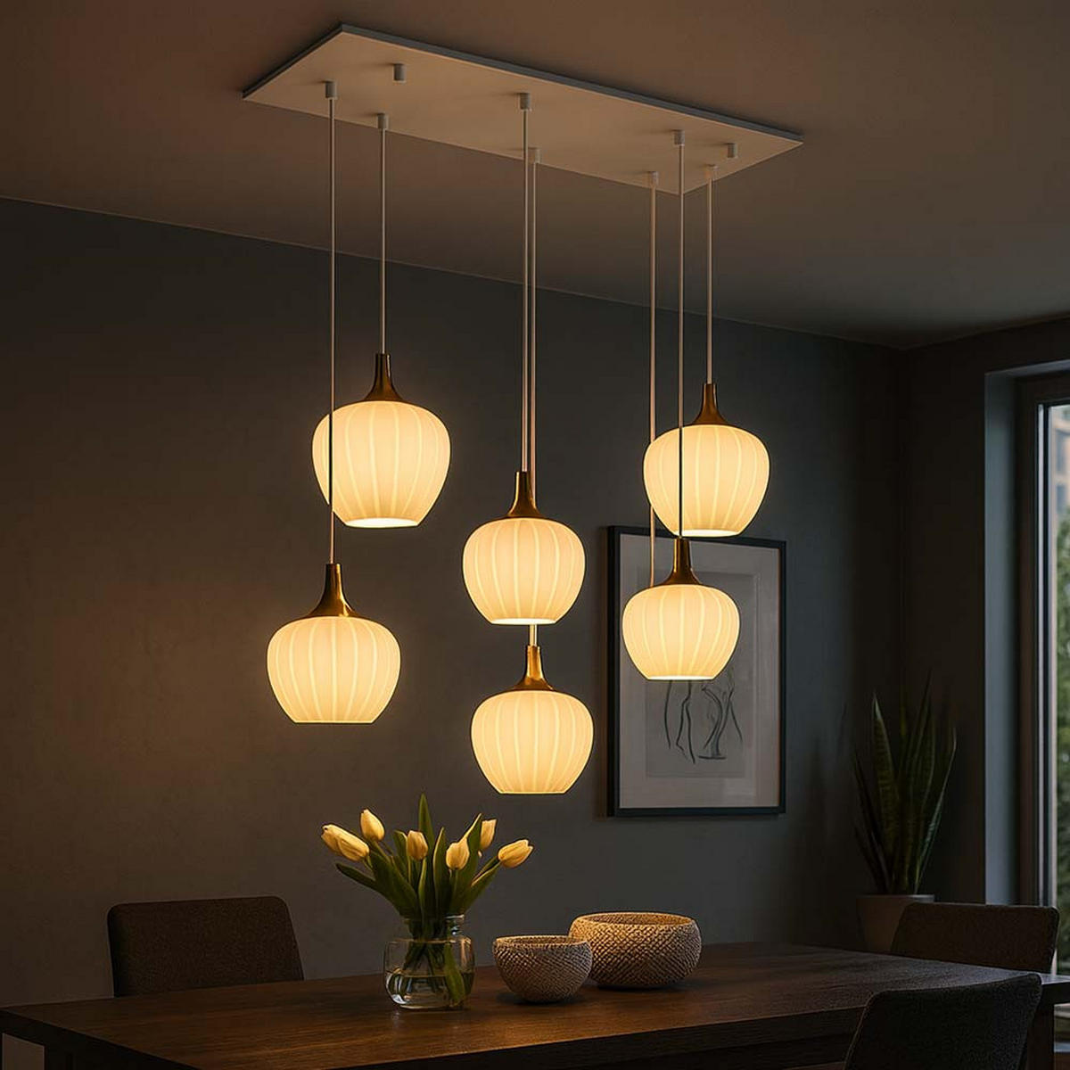 HÄNGELEUCHTE Glas Opal Weiß MAXY - Weiß, Glas (86/42/120cm) - Globo Lighting