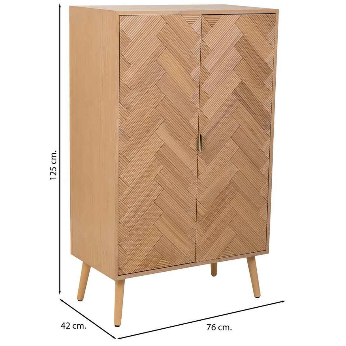 HIGHBOARD aus Holz mit 2 braunen Türen 76x42x125 cm - Braun, Holz (76/125/42cm) - Wanderlust