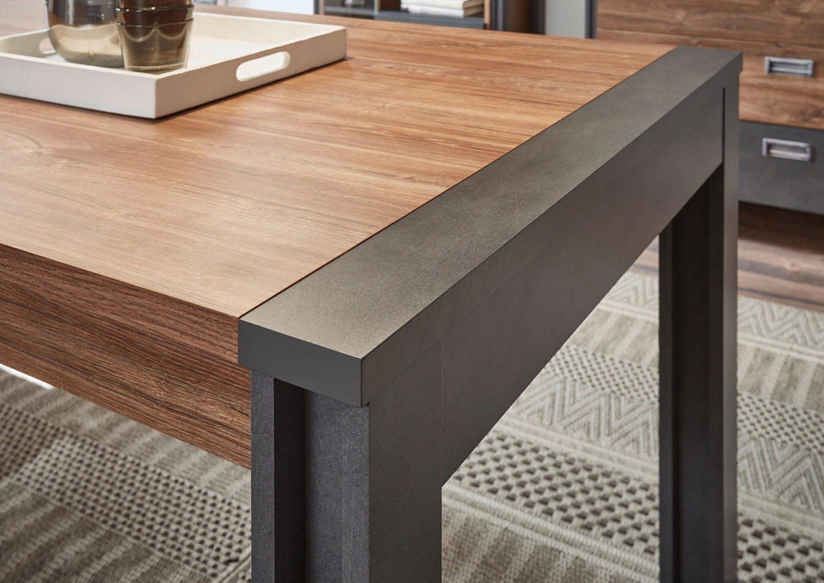 ESSTISCH Eiche Stirling, Matera grau, Küchentisch 154 x 90 cm - Eichefarben/Grau, Holzwerkstoff (90/154/76cm) - Furn.Design