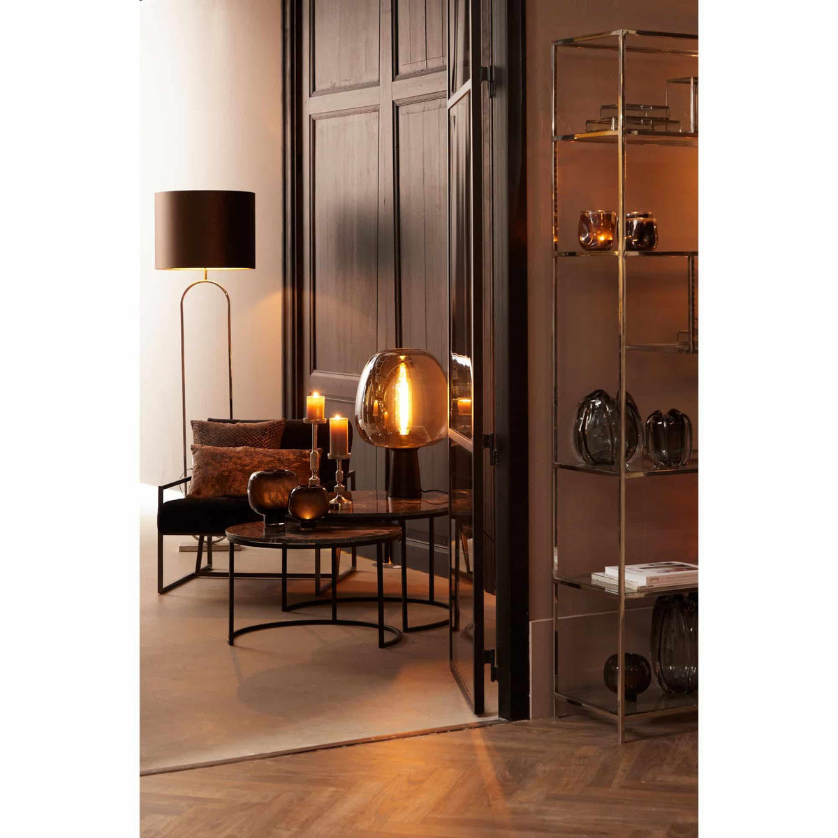 TISCHLAMPE Maysony Grau Ø40/59 cm - Grau, Glas (40/40/59cm) - Light & Living