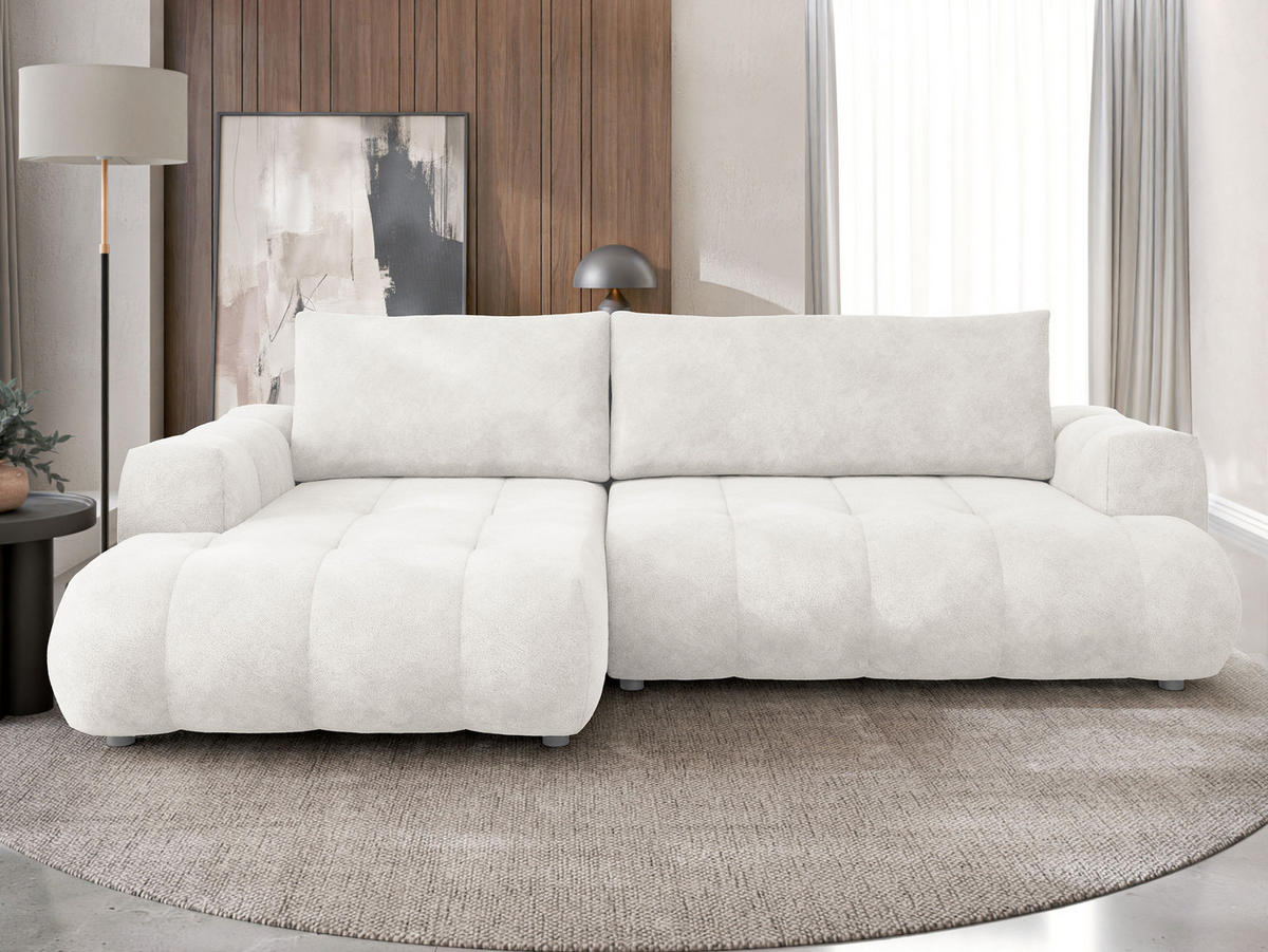 ECKSOFA Haiti, Seite: Links LC+2R - Creme/Schwarz, Holz/Textil (276/156cm) - MIRJAN24