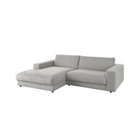 ECKSOFA MADELINE Steingrau Cord - Schwarz/Grau, Kunststoff/Textil (270/190cm) - KAWOLA