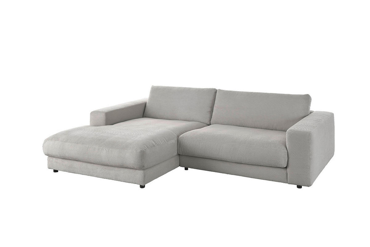 ECKSOFA MADELINE Steingrau Cord - Schwarz/Grau, Kunststoff/Textil (270/190cm) - KAWOLA