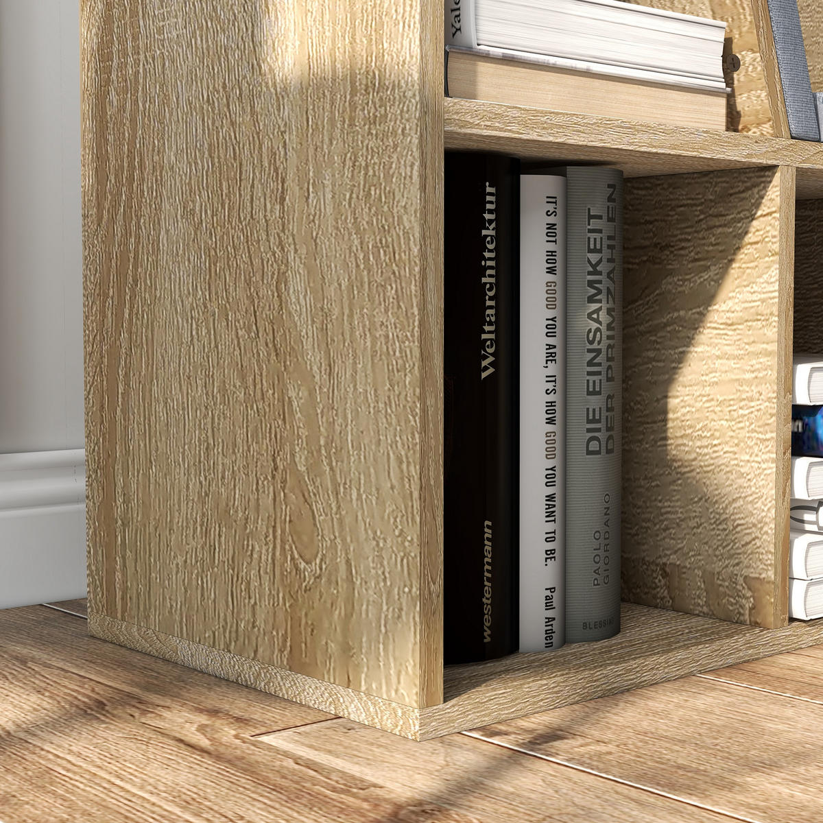 KINDERREGA DE-15492 102/30/61 cm, 6 Fächer, 3 Kissen Eiche Grau - Eichefarben, Holzwerkstoff (102/61/30cm) - ComfortXL