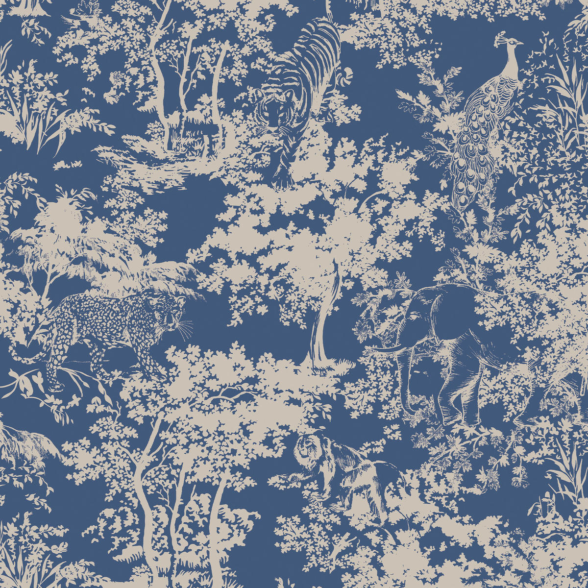 VLIESTAPETE Tier Wald 1000x52cm - Blau, Papier/Kunststoff (52/1000cm) - Joules