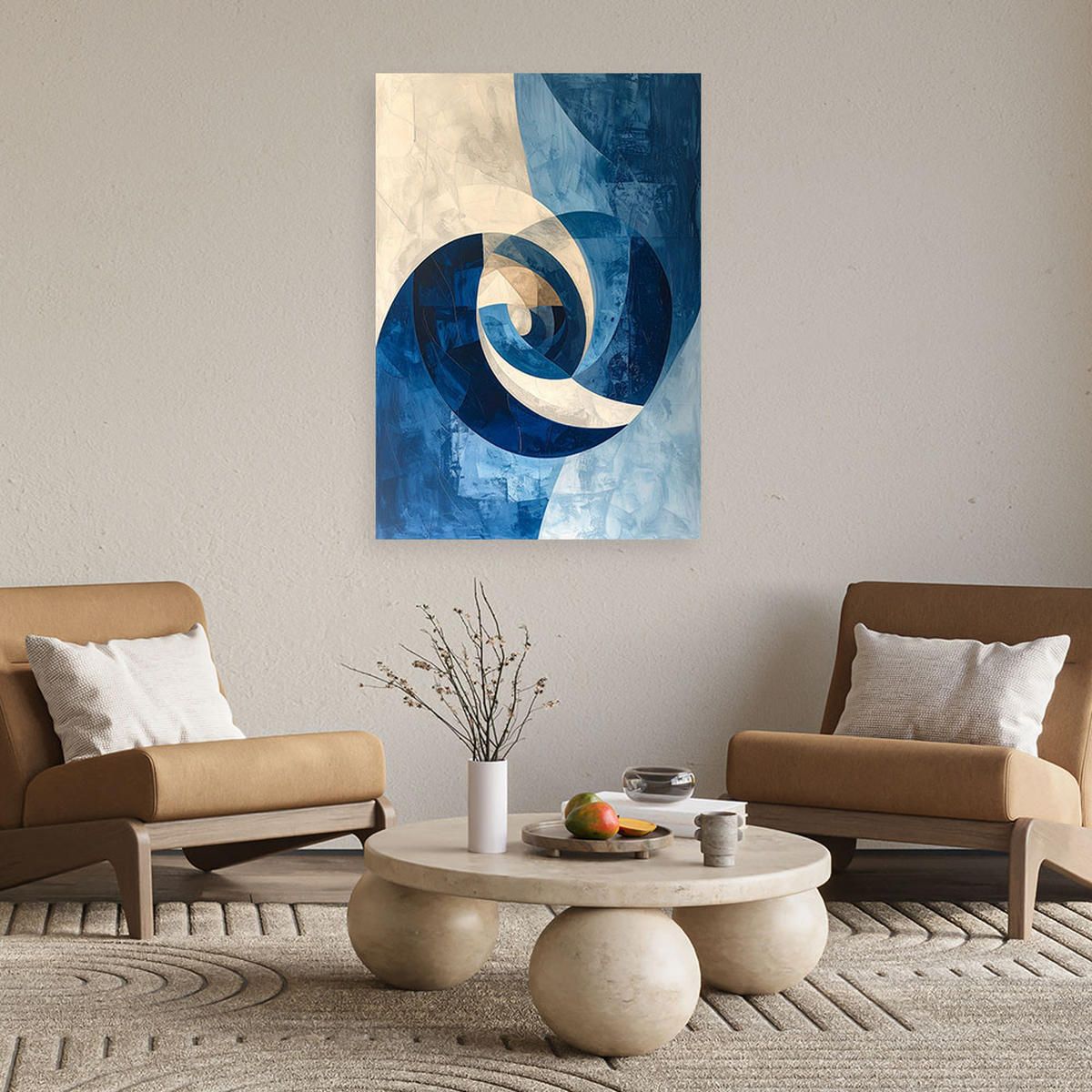 LEINWANDBILD Abstraktion 70x100cm - Blau, Textil (70/100cm) - Feeby