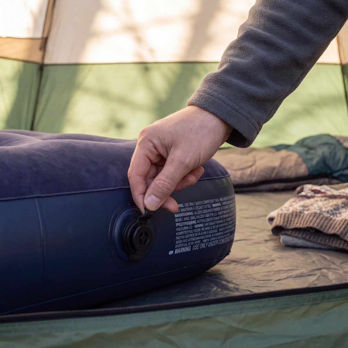 LUFTBETT Luftmatratze Camping 2 Personen 203x183x22cm blau - Blau, Kunststoff (183/203cm) - Avenli