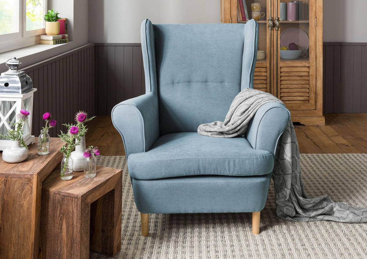 OHRENSESESSEL 71x74x105 hellblau SCANDI #108 - Blau, Kunststoff (71/105/74cm) - Massivmoebel24
