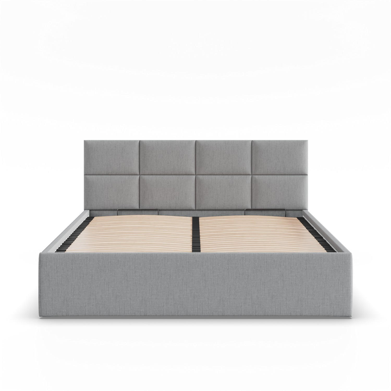 POLSTERBETT MIT KOPFTEIL 180x200 mit Bettkasten BORGO, Grau - Hellgrau, Textil (180/200cm) - Mebligo