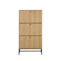 SCHUHSCHRANK mit 3 Türen aus Holz und Metall, L 71,6 cm - Storo - Klares Holz - Eschefarben, Holz (72/140/25cm) - Drawer