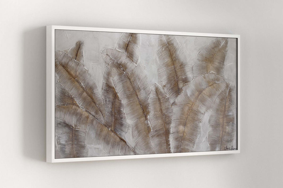ACRYLBILD HANDGEMALT 120/60 cm - Weiß/Braun, Holz/Textil (120/60cm) - KUNSTLOFT