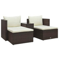 LOUNGEGARNITUR mit Kissen, aus Poly Rattan, in Braun, 5-teiliges Set - Braun, Kunststoff - vidaXL