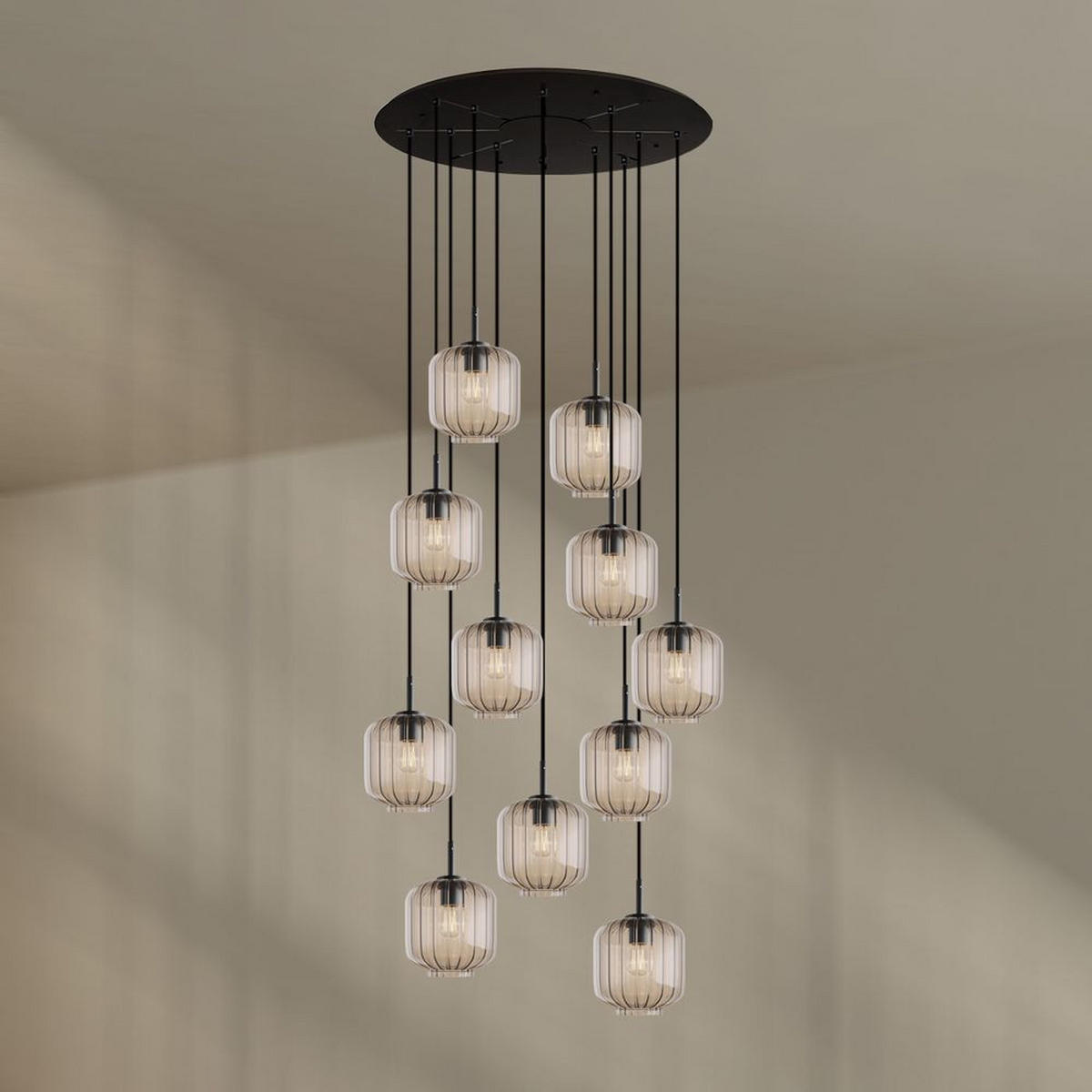 GALERIELEUCHTE Velo 12-flammig Klar Ø 20cm - Klar/Schwarz, Glas (20/20/20cm) - s.luce