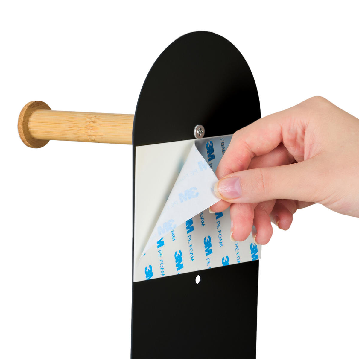 TOILETTENPAPIERHALTER - Schwarz, Holz/Metall (12/66/11cm) - Relaxdays